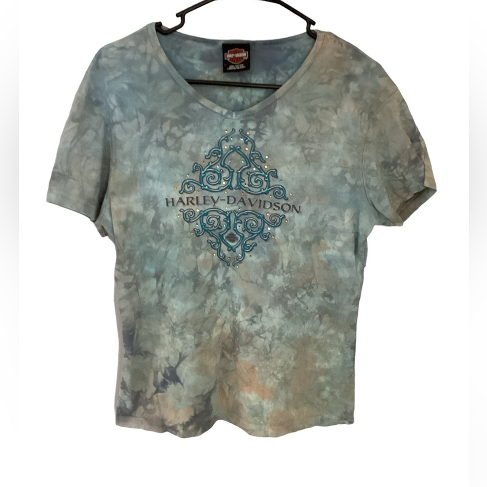 Harley-Davidson Women's 2005 Blue‎ Tye Dyed T Shirt Milwaukee WI USA
